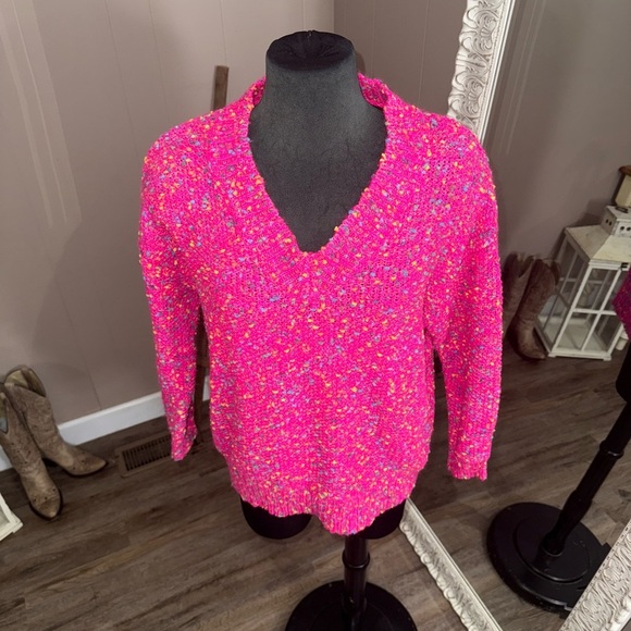 Main Strip • Hot Pink Colorful Popcorn Knit Sweater - Picture 8 of 10